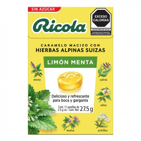RICOLA LIMÓN/MENTA S/AZUCAR C/11 27.5G
