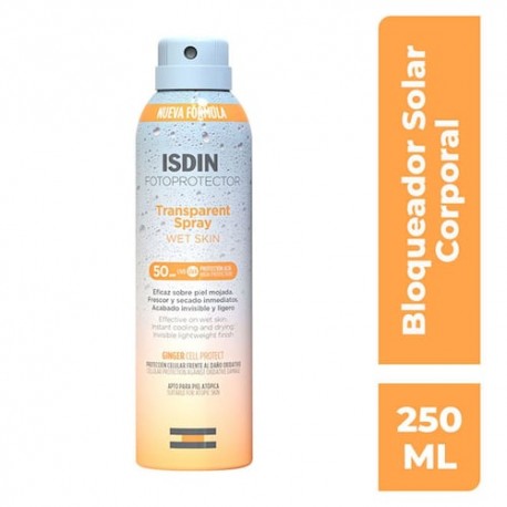 Fotoprotector 50+ Transparente en Spray Wet Skin Isdin 250ML